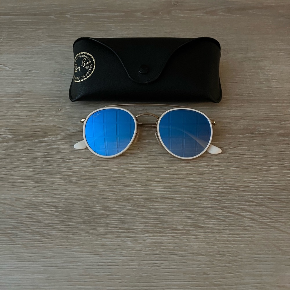 RAY-BAN ROUND DOUBLE RIDGE BLUE GRADIENT SUNGLASSES